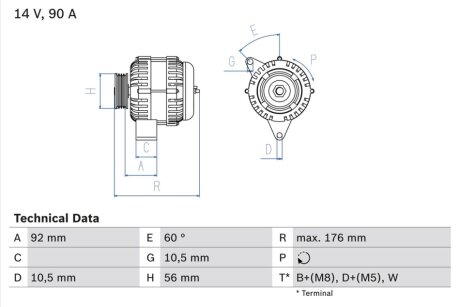 Генератор BOSCH 0986038170