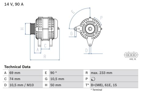 Генератор BOSCH 0986040390