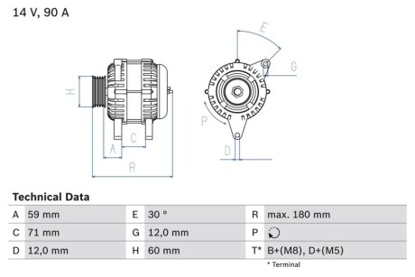 Генератор BOSCH 0986042000