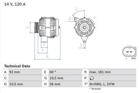 Генератор BOSCH 0986042550 (фото 1)