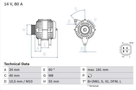 Генератор BOSCH 0986042660