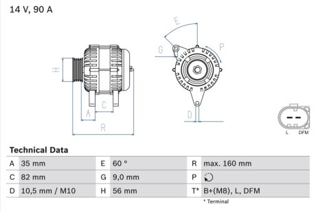 Генератор BOSCH 0986044300 (фото 1)