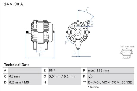 Генератор BOSCH 0986044651