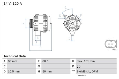 Генератор BOSCH 0986047540