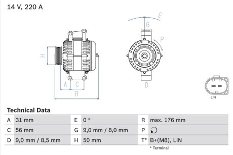 Генератор BOSCH 0986047640