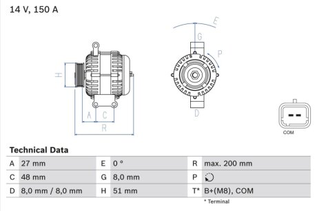 Генератор BOSCH 0986048740