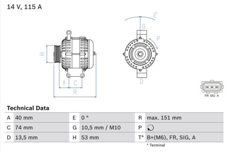 Генератор BOSCH 0986049460