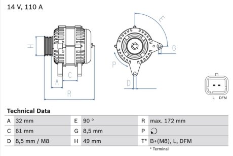 Генератор BOSCH 0986080330