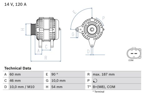 Генератор BOSCH 0986080350