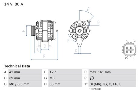 Генератор BOSCH 0986080570