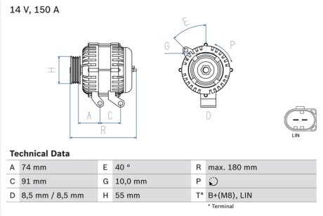 Генератор BOSCH 0986080810