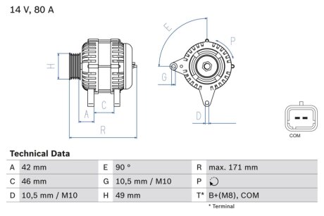 Генератор BOSCH 0986082740