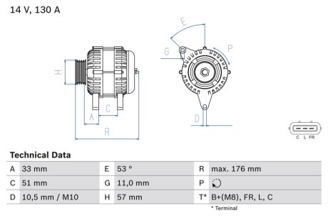 Генератор BOSCH 0986082820 (фото 1)