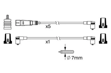 Провода зажигания VW T4 2.5 90-03 (к-кт) BOSCH 0 986 356 371