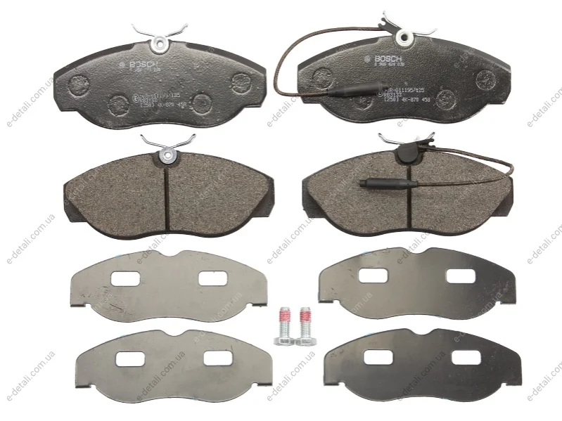 Колодки тормозные (передние) Citroen Jumper/Fiat Ducato/Peugeot Boxer 94-02 (+датчики) BOSCH 0986424030 (фото 1)