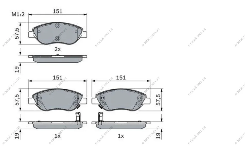 Колодки гальмівні (передні) Fiat Tipo 15- BOSCH 0 986 424 042 (фото 1)
