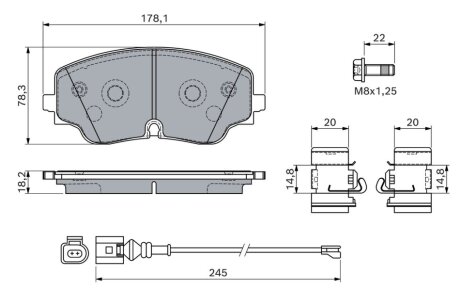 Гальмівні колодки, дискові BOSCH 0986460162