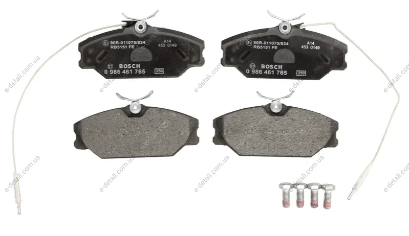 Колодки гальмівні (передні) Renault Laguna I 93-01/Megane I 96-03/Safrane 92-00 (з датчиком) BOSCH 0986461765 (фото 1)