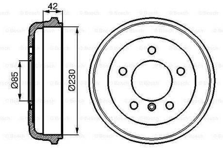 DB барабан гальмівний задній 207-210 230X42 BOSCH 0986477101