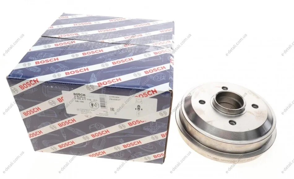 Барабан гальмівний (задній) Citroen AX/Saxo 91-04/Peugeot 206/SW 02- BOSCH 0 986 477 116 (фото 1)