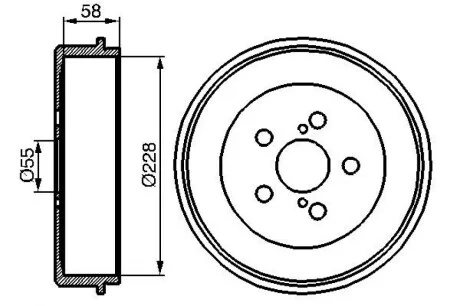 Барабан гальмівний (задній) Toyota Avensis 97-03 (228х58) d=55mm BOSCH 0 986 477 140