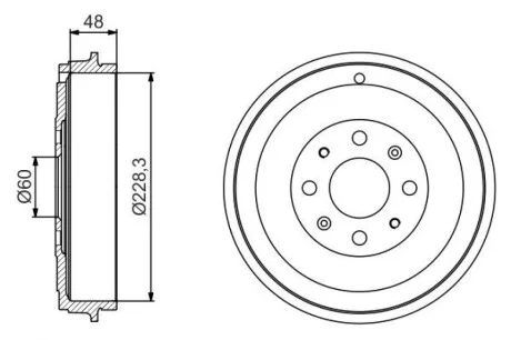 Барабан гальмівний (задній) Fiat Punto/Opel Corsa 05- (228,3х48) d=60mm BOSCH 0 986 477 208