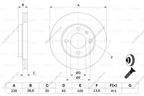 Гальмівний диск BOSCH 0986478017 (фото 1)