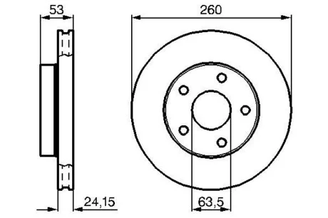 Диск гальмівний (передній) Ford Scorpio 1.8-2.9 85-94 (260x24.4) BOSCH 0986478195