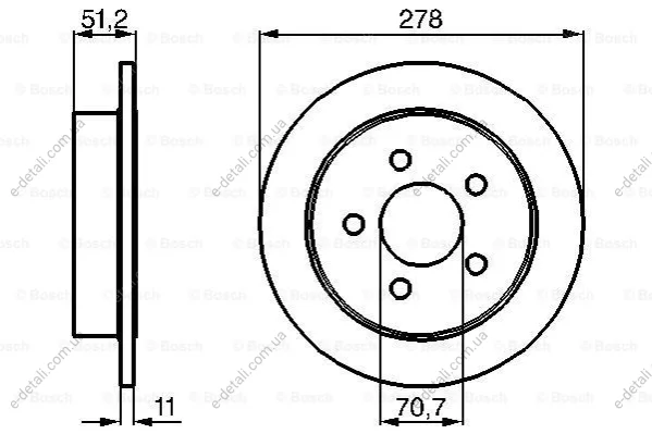 OPEL диск гальмівний задній Sintra 96-99 BOSCH 0986478487 (фото 1)