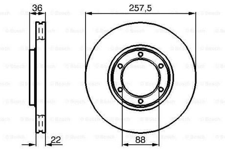 OPEL диск гальмівний передній FRONTERA 91- 257 22 20.6 BOSCH 0986478596 (фото 1)