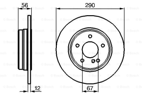 Гальмівний диск задн DB210 (універсал) (290*12) BOSCH 0986478899