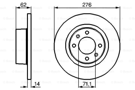 Гальмівний диск задній CITROEN C5 01-08 (275,5*14) BOSCH 0986478981 (фото 1)