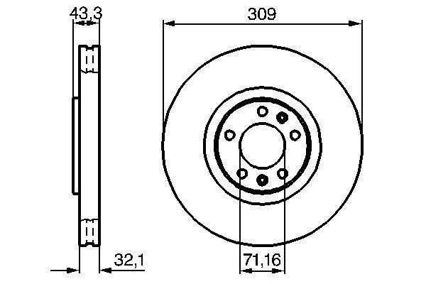 Гальмівний диск передн. PEUGEOT 607 3.0 v6 BOSCH 0986479027 (фото 1)