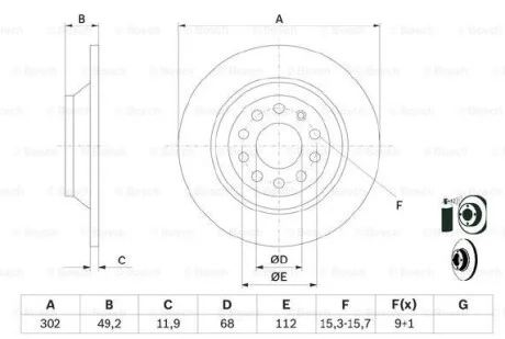Диск тормозной задний BOSCH 0986479257