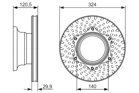 Диск тормозной (задний) MB Vario (324х30) 96- 17.5" (вентилируемый) BOSCH 0986479600