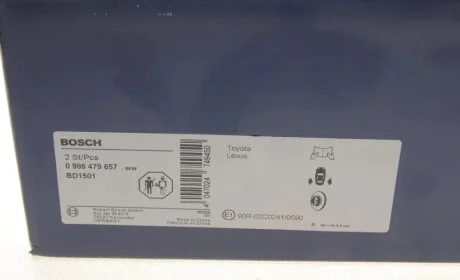 Диск тормозной (задний) Lexus IS/Toyota Crown 09- (291x10) BOSCH 0986479657