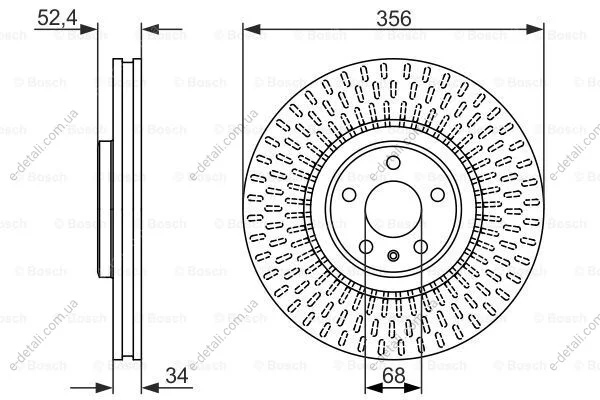 Диск тормозной (передний) Audi A6/A8 11-18 (356х34) (с покрытием) (вент.) BOSCH 0986479748 (фото 1)
