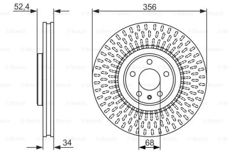 Диск тормозной (передний) Audi A6/A8 11-18 (356х34) (с покрытием) (вент.) BOSCH 0986479748