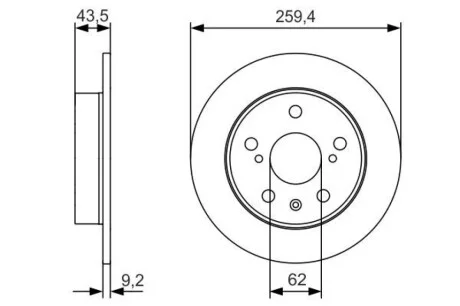Диск тормозной (задний) Suzuki Vitara 15-/ SX4 13-/ Swift 10- (259х9) BOSCH 0986479C44