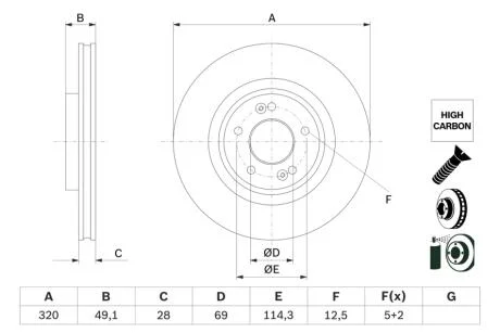 Диск тормозной BOSCH 0986479F35