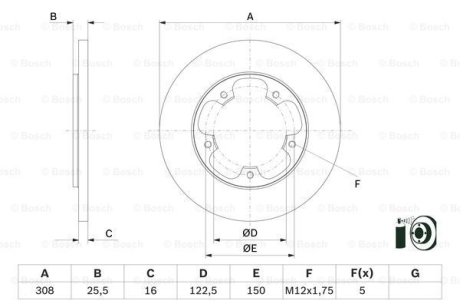 Тормозной диск BOSCH 0986479F44 (фото 1)