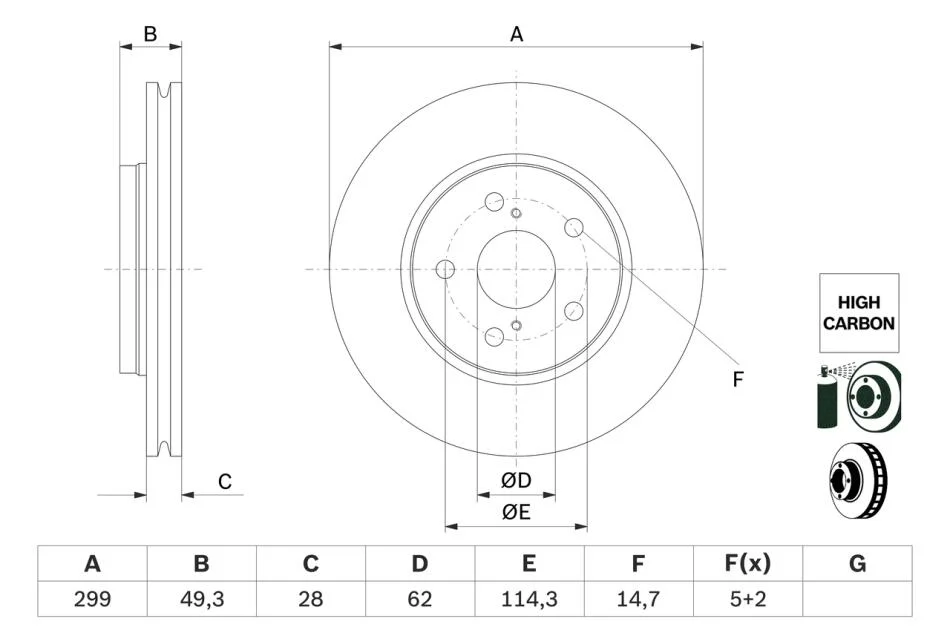Диск тормозной BOSCH 0 986 479 F49 (фото 1)