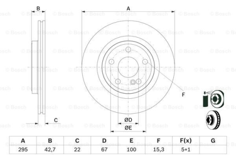 Диск тормозной BOSCH 0 986 479 F75 (фото 1)