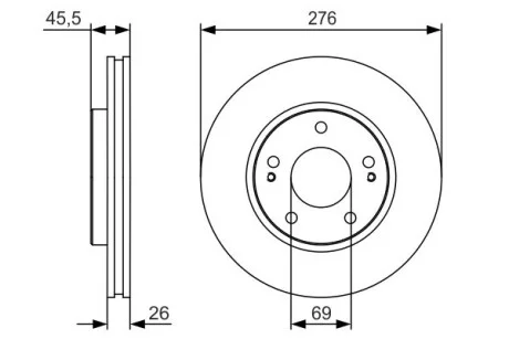 Диск тормозной MITSUBISHI Lancer/Space Runner F'1,6-2,499-08 PR2 BOSCH 0986479S00
