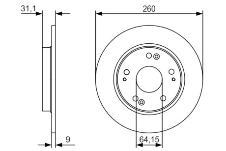 HONDA Гальмівний диск CR-Z 1.5 IMA 10- BOSCH 0986479V21