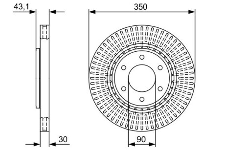 Диск гальмівний NISSAN/INFINITI Armada/Titan/QX56 \'\'F \'\'5,6 \'\'03-10 - кр. 1 шт BOSCH 0986479V51