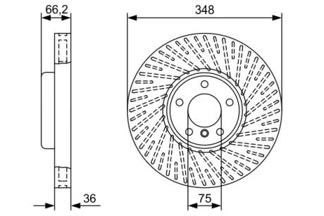 Диск тормозной (передний) BMW 5 (F10/F11)/6 (F12/F13)/7 (F01-F04) 10- (348x36) (R)(с покр.)(вентил.) BOSCH 0986479W20