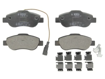 Колодки тормозные (передние) Fiat Panda 03-/500/500C 07-/Ford Ka II 08-16 (+датчик) BOSCH 0986494114