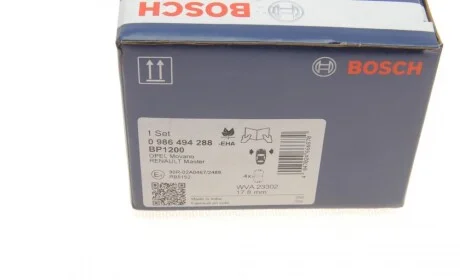 Колодки тормозные (передние) Renault Master II/Opel Movano 98- BOSCH 0 986 494 288