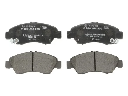 Колодки гальмівні (передні) Honda Civic V/VI 91-01/Jazz 02-08 BOSCH 0986494299